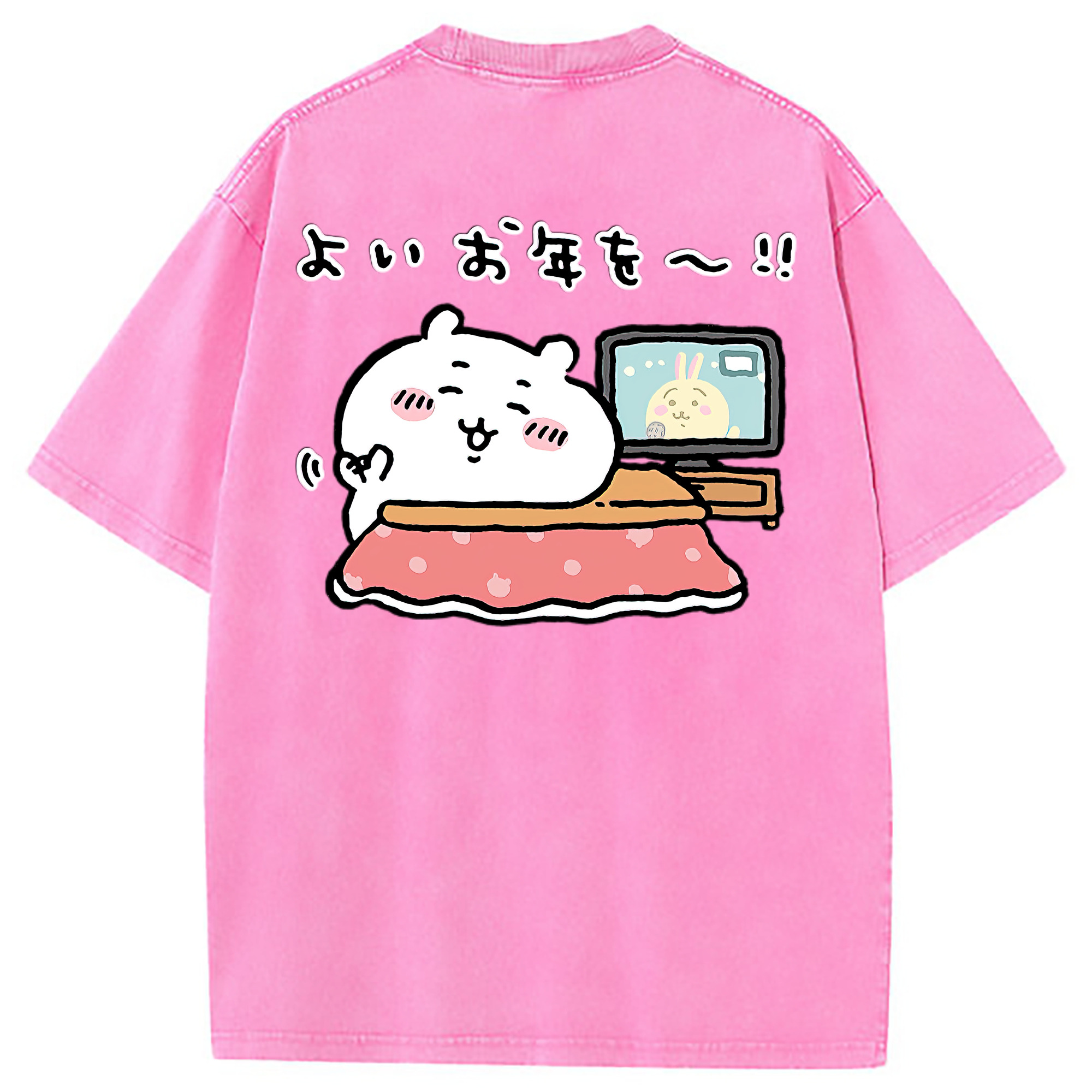 （画像用） ちいかわ ちいかわ Chii-kawa chiikawa 綿100% ヴィンテージ風 半袖Tシャツ（背面プリント）